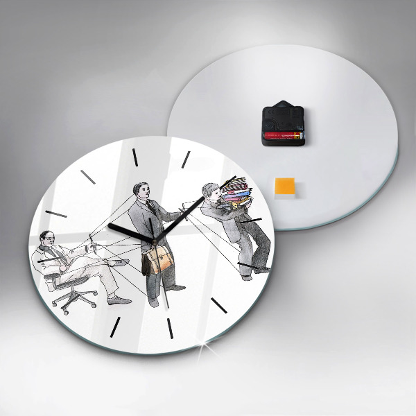 Round glass clock Puppet People