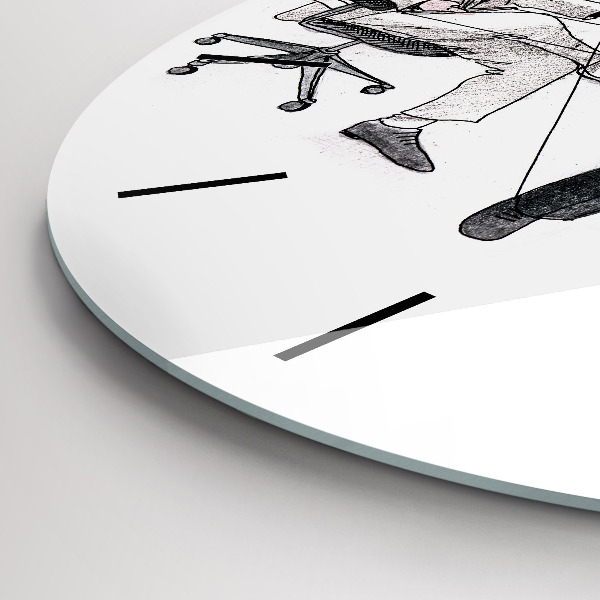 Round glass clock Puppet People