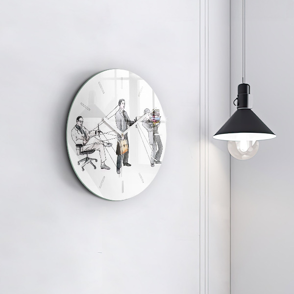 Round glass clock Puppet People