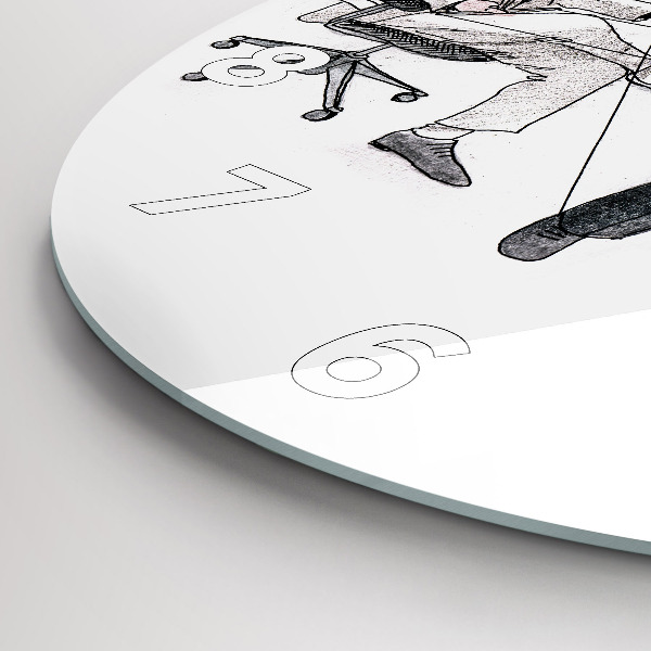 Round glass clock Puppet People