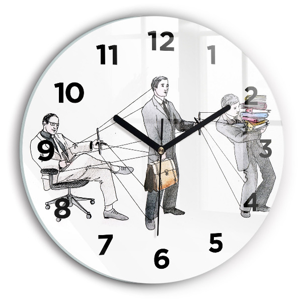 Round glass clock Puppet People