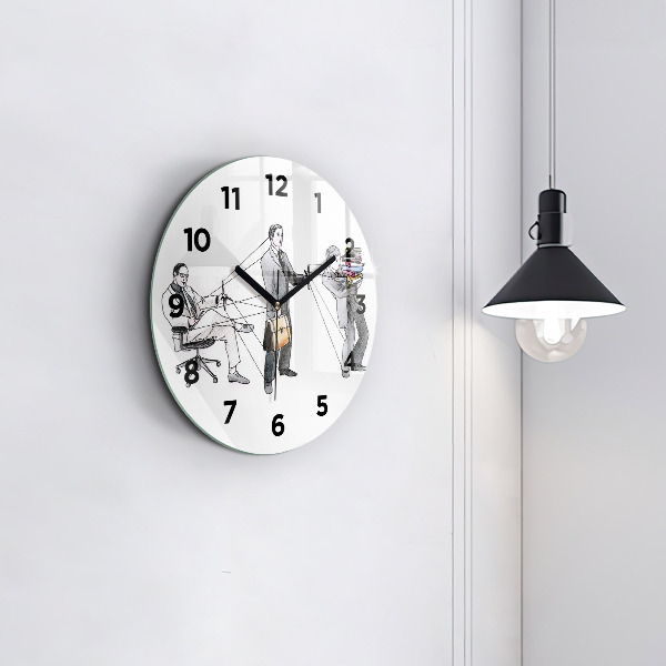 Round glass clock Puppet People