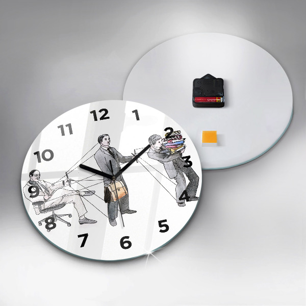Round glass clock Puppet People