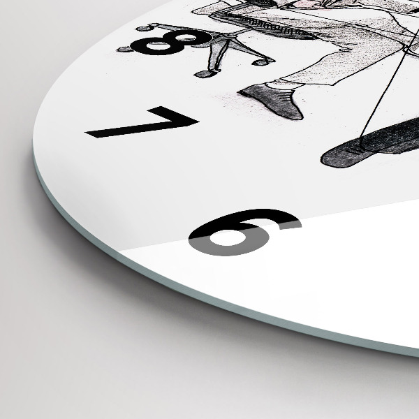Round glass clock Puppet People