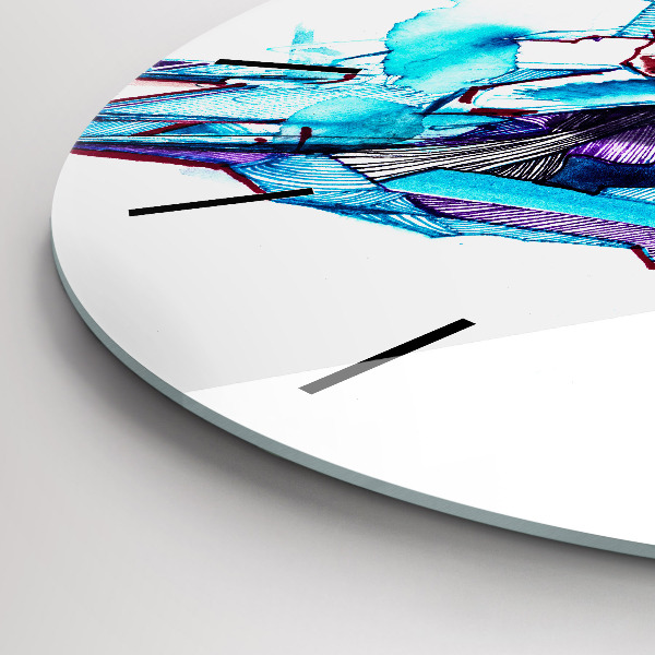 Round glass clock Skier