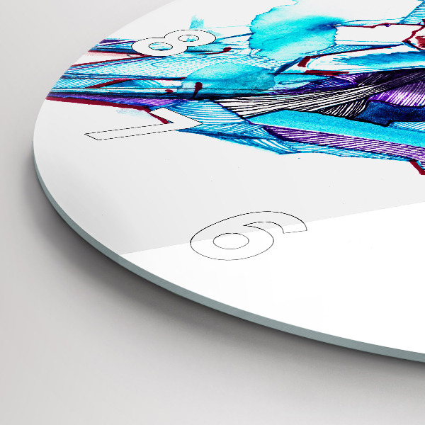 Round glass clock Skier