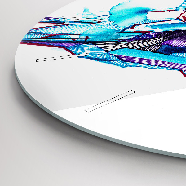 Round glass clock Skier