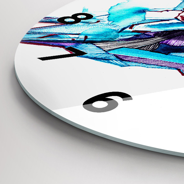 Round glass clock Skier