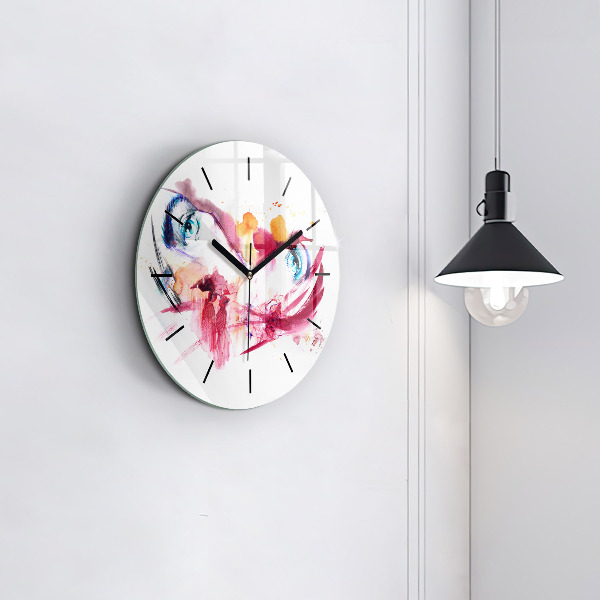 Round glass clock Romantic couple
