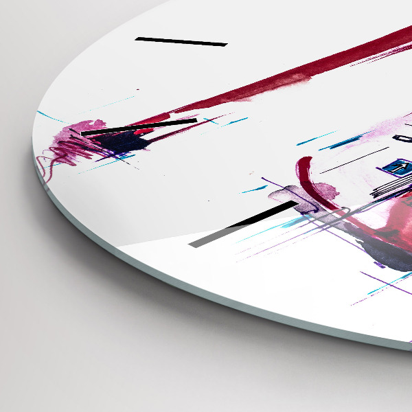 Round glass clock Red heel