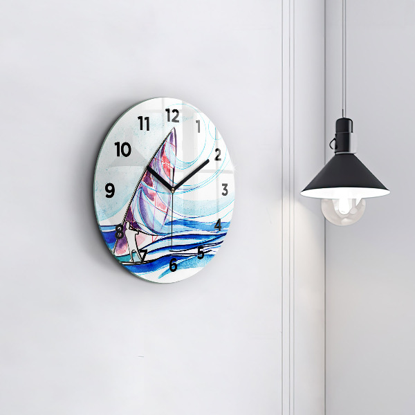 Round glass clock Surfboard