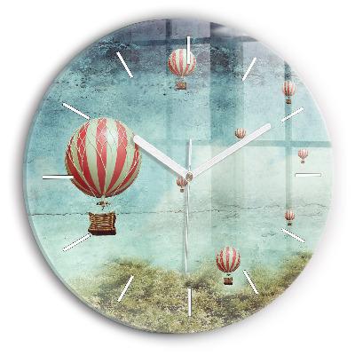 Round glass clock Painted balloons