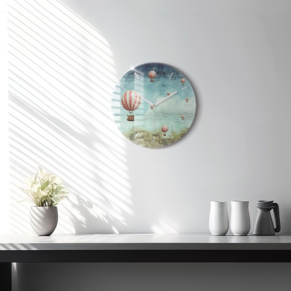 Round glass clock Painted balloons