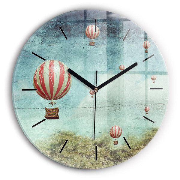 Round glass clock Painted balloons