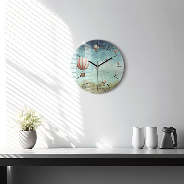 Round glass clock Painted balloons