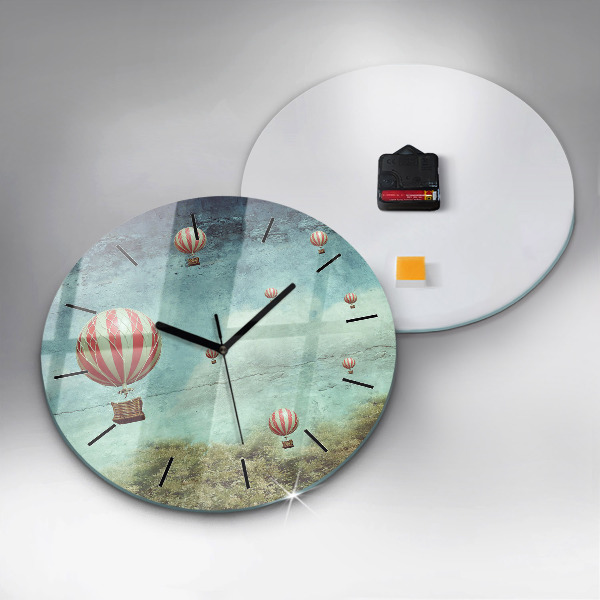 Round glass clock Painted balloons