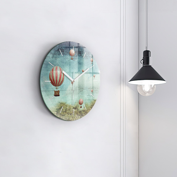 Round glass clock Painted balloons