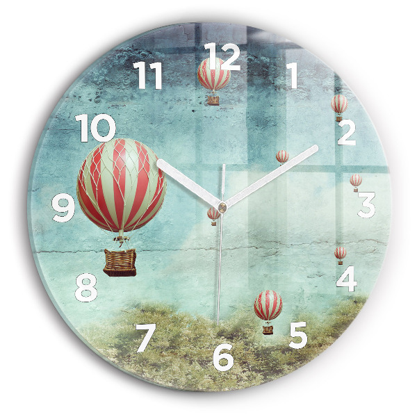 Round glass clock Painted balloons