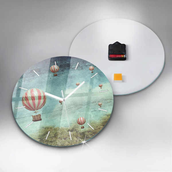 Round glass clock Painted balloons