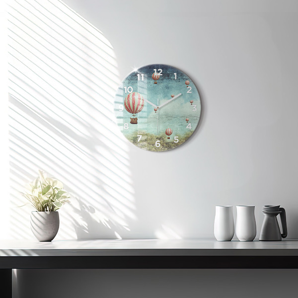 Round glass clock Painted balloons