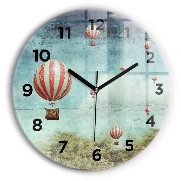 Round glass clock Painted balloons