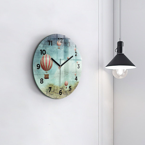 Round glass clock Painted balloons