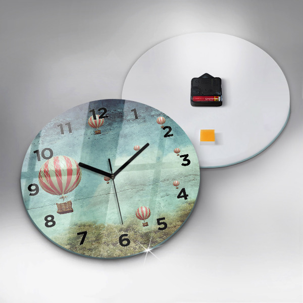 Round glass clock Painted balloons
