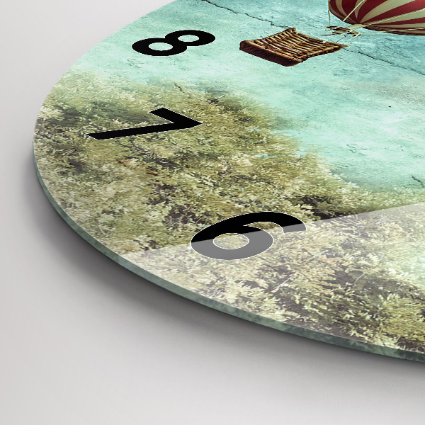 Round glass clock Painted balloons