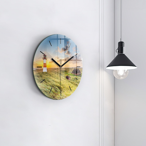 Round glass clock Lighthouse