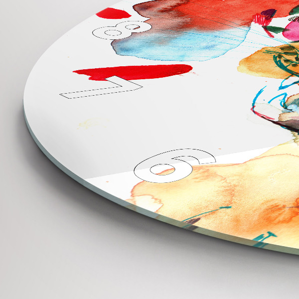 Round glass clock Abstract wild cat