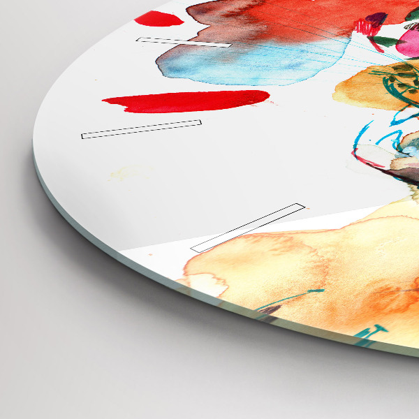 Round glass clock Abstract wild cat