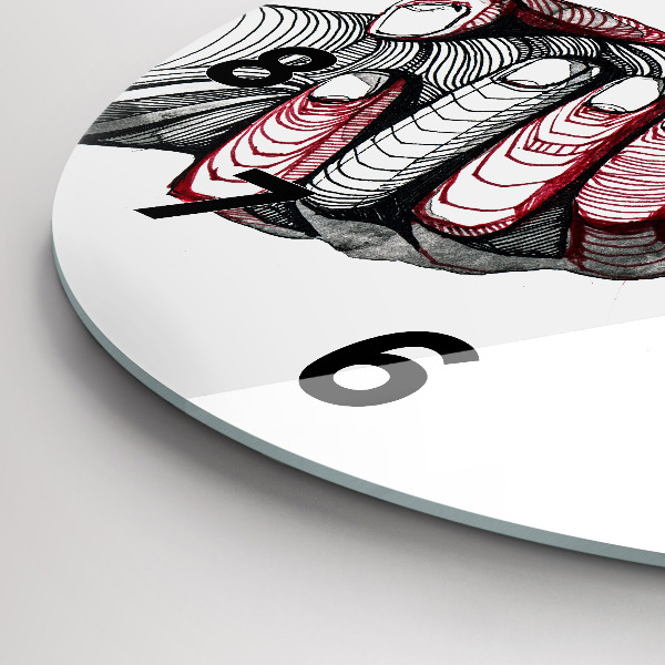 Round glass clock Holding hands