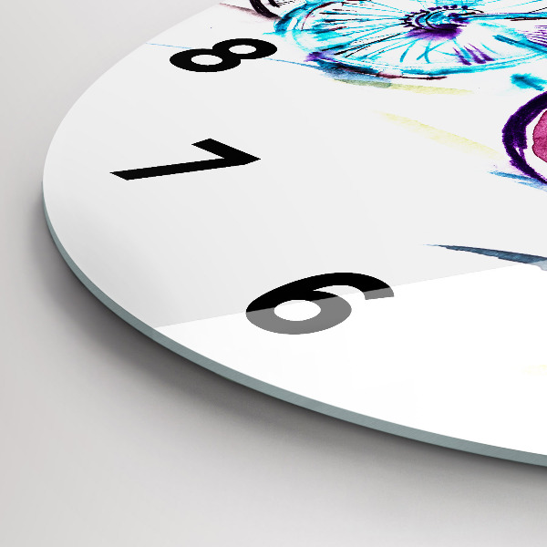 Round glass clock Colorful city bikes