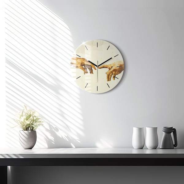 Round glass clock Creation of Adam