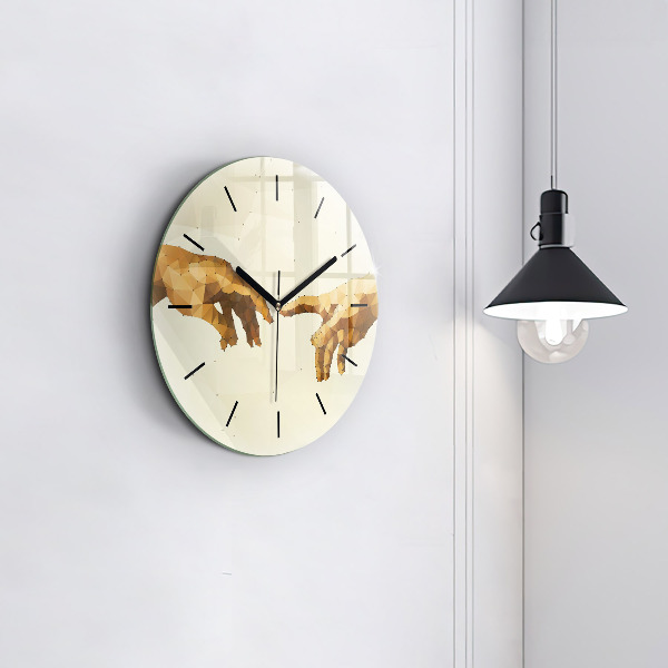 Round glass clock Creation of Adam