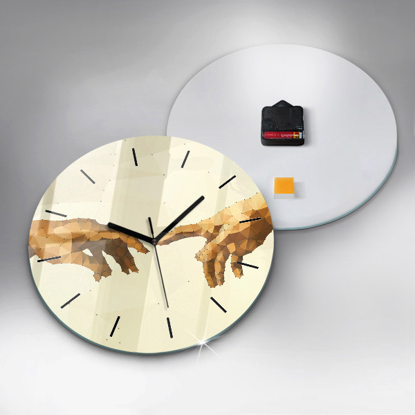 Round glass clock Creation of Adam