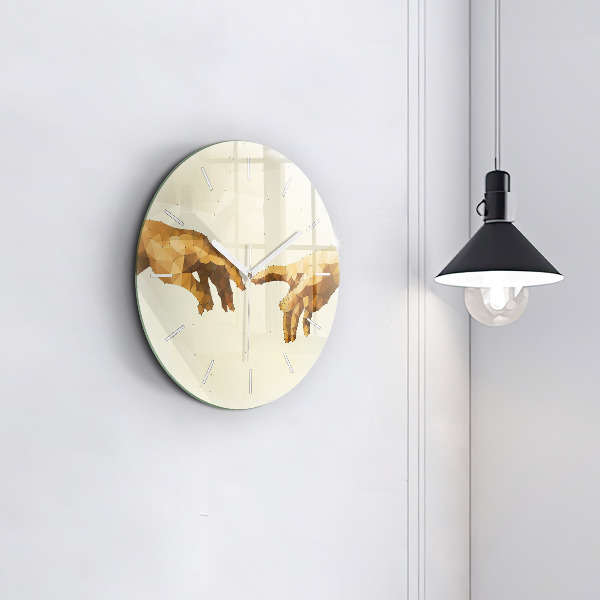 Round glass clock Creation of Adam