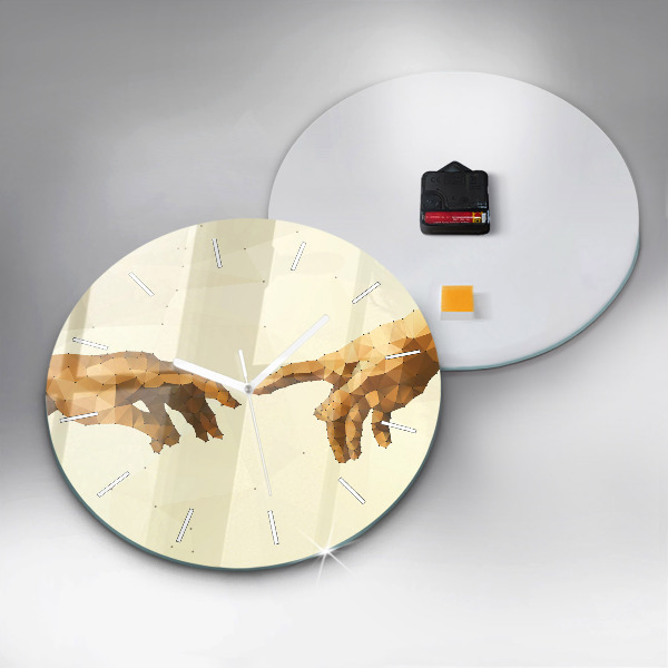 Round glass clock Creation of Adam