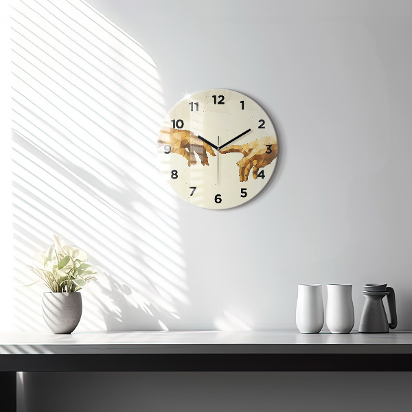 Round glass clock Creation of Adam