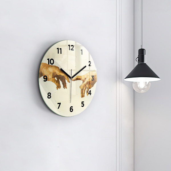 Round glass clock Creation of Adam