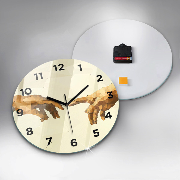 Round glass clock Creation of Adam