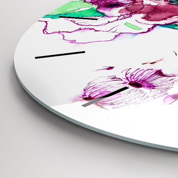 Round glass clock Woman with glasses