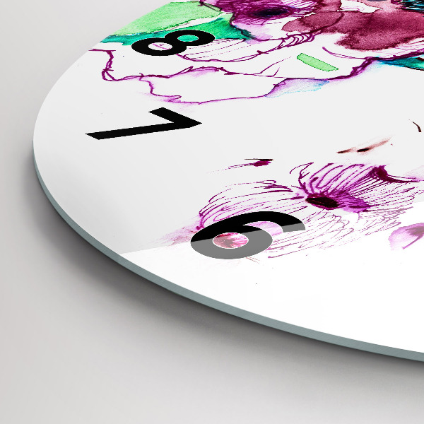 Round glass clock Woman with glasses