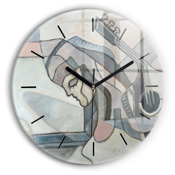 Round glass clock Abstract painting
