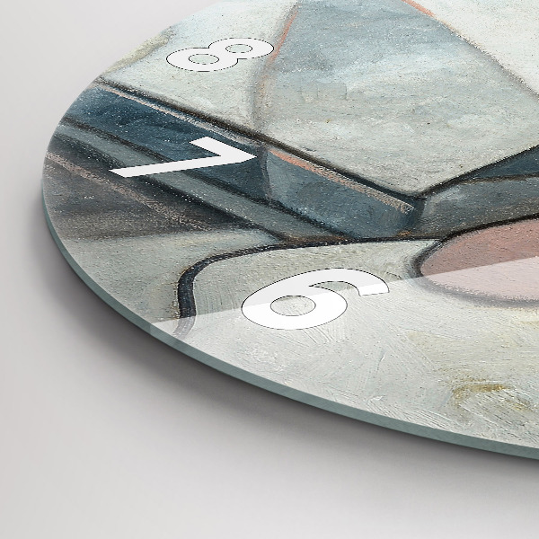 Round glass clock Abstract painting