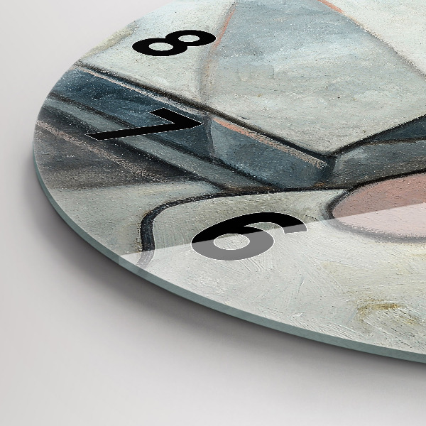 Round glass clock Abstract painting