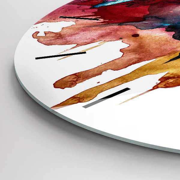 Round glass clock Colorful red parrot