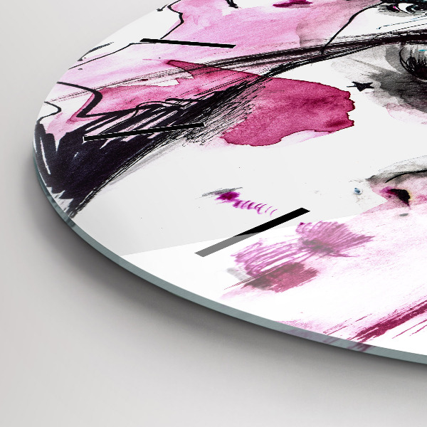 Round glass clock Many faces of abstraction