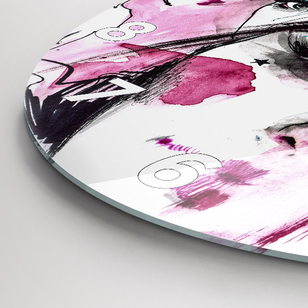Round glass clock Many faces of abstraction
