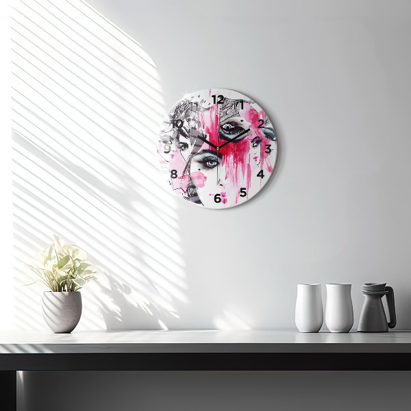Round glass clock Many faces of abstraction